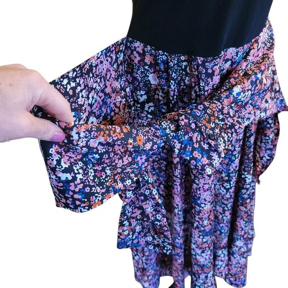 Maje Blue and Purple Asymmetrical Wrap Midi Dress - Picture 4 of 7